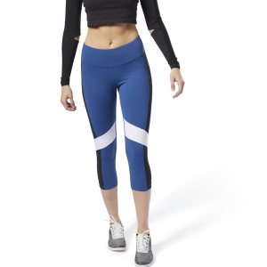 Reebok Lux Colour Block Capri Tights Damen - Blau/Schwarz - DE 907-OGE